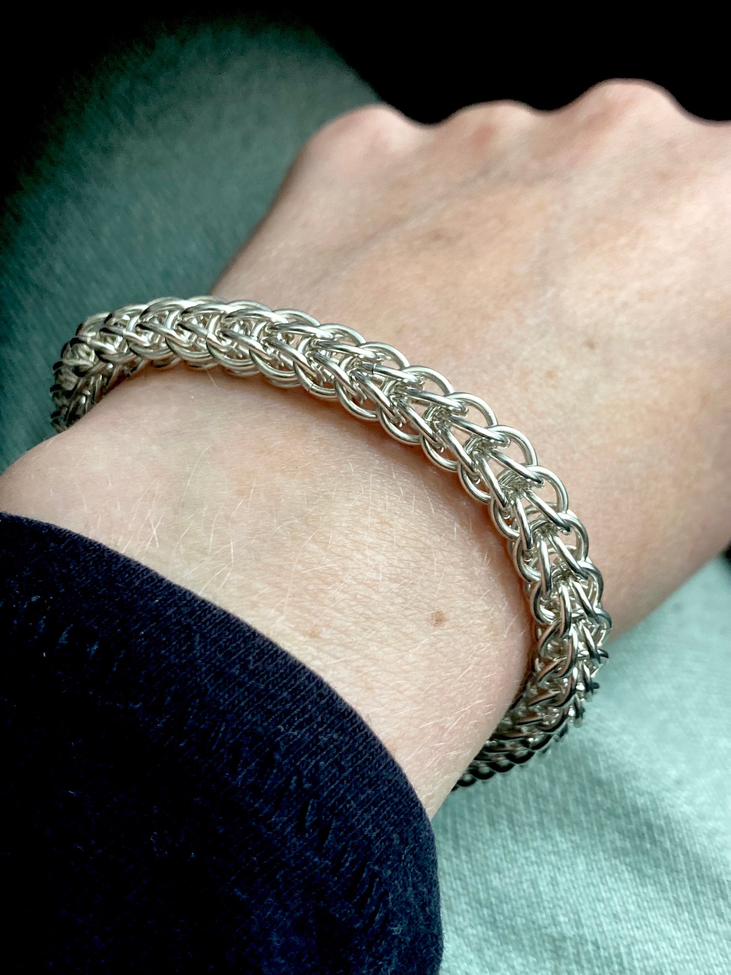 Chunky Foxtail Chainmaille Bracelet in Silver