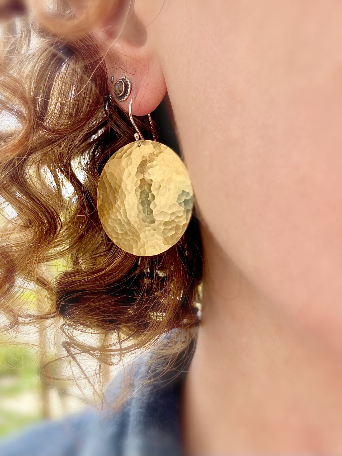 Full Moon Earrings in Brass | Moon Phase Earrings