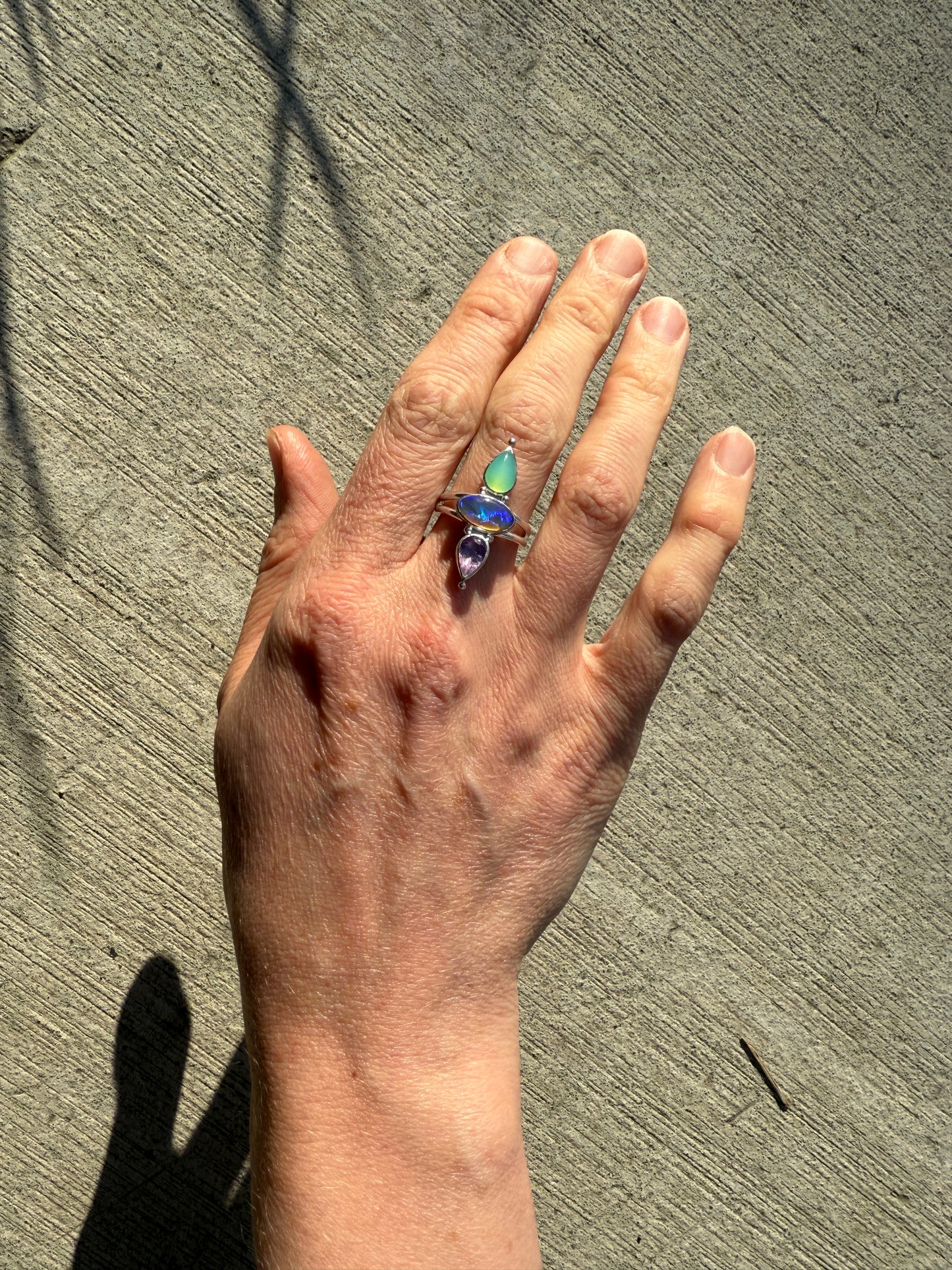 Amethyst, Opal and Gem Silica Ring | Size 6.5