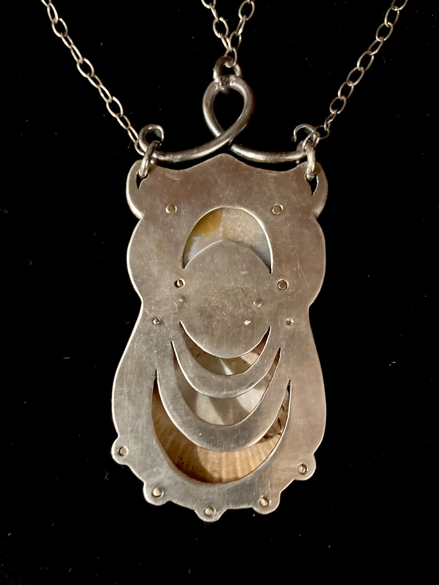 Scallop Shell and Druzy Necklace in Sterling Silver with 14K Gold Accents