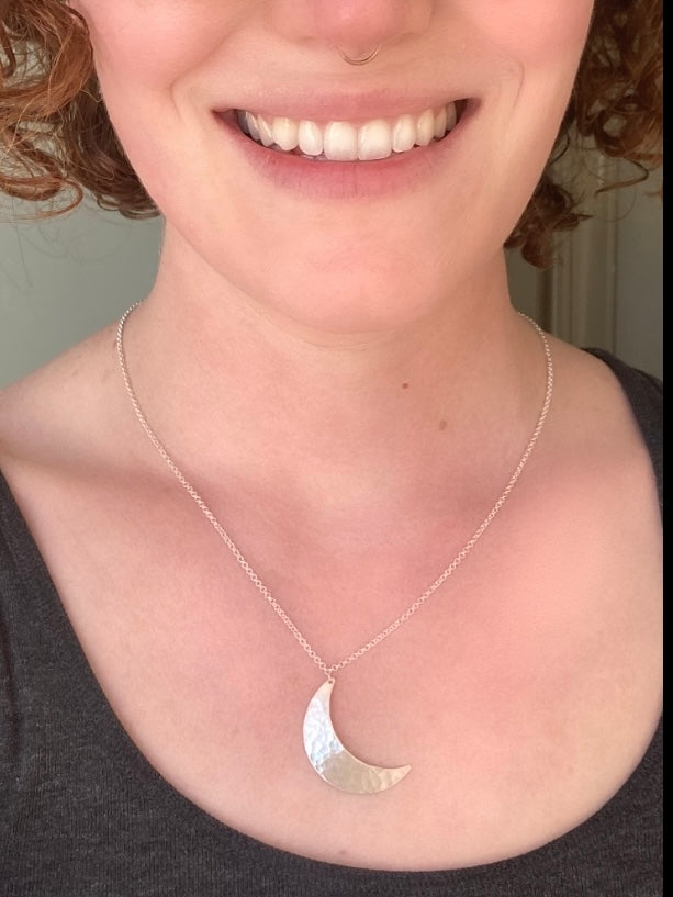 Crescent Moon Necklace in Sterling Silver | Moon Phase Necklace