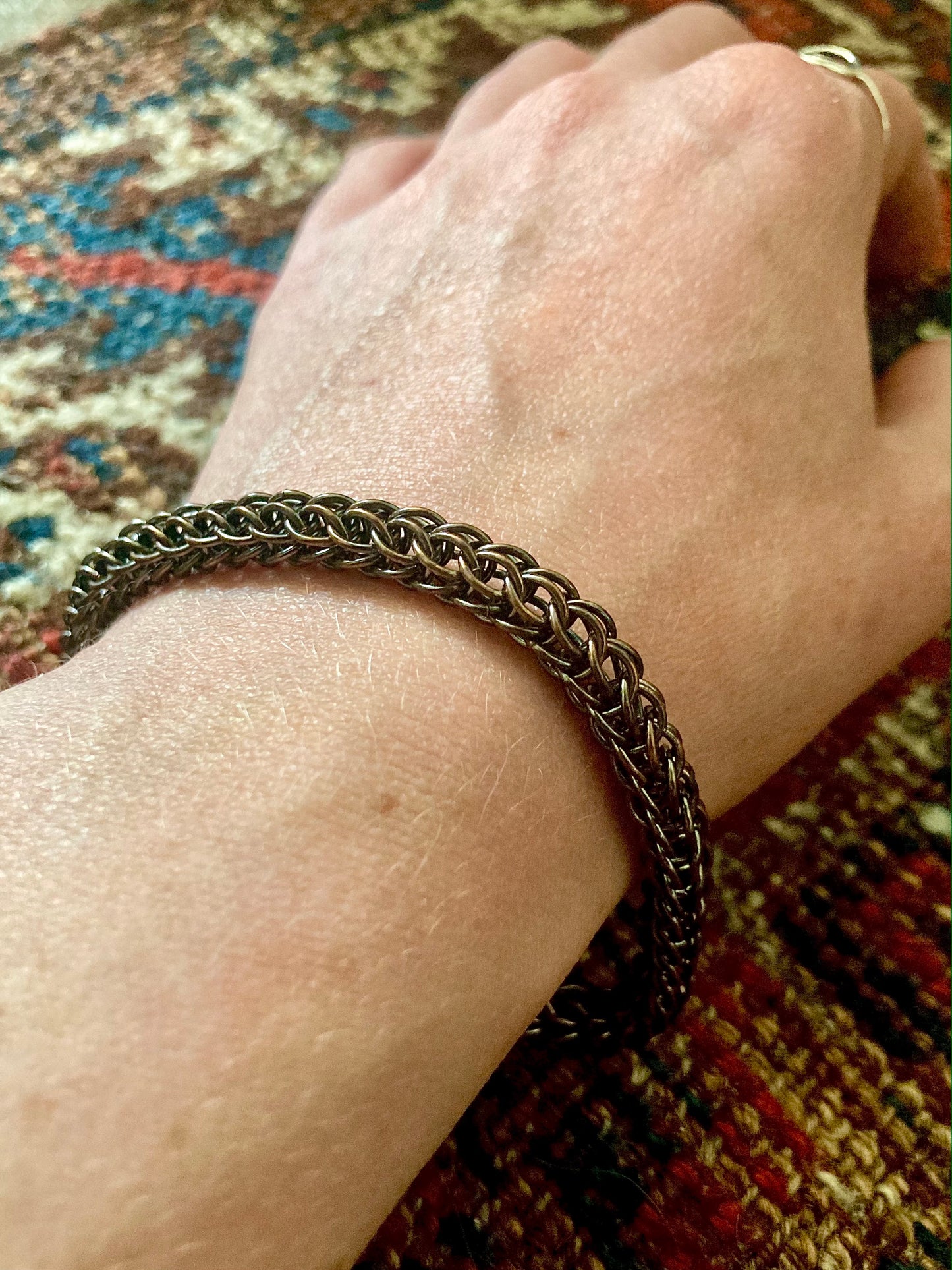 Foxtail Chainmaille Bracelet in Oxidized Copper