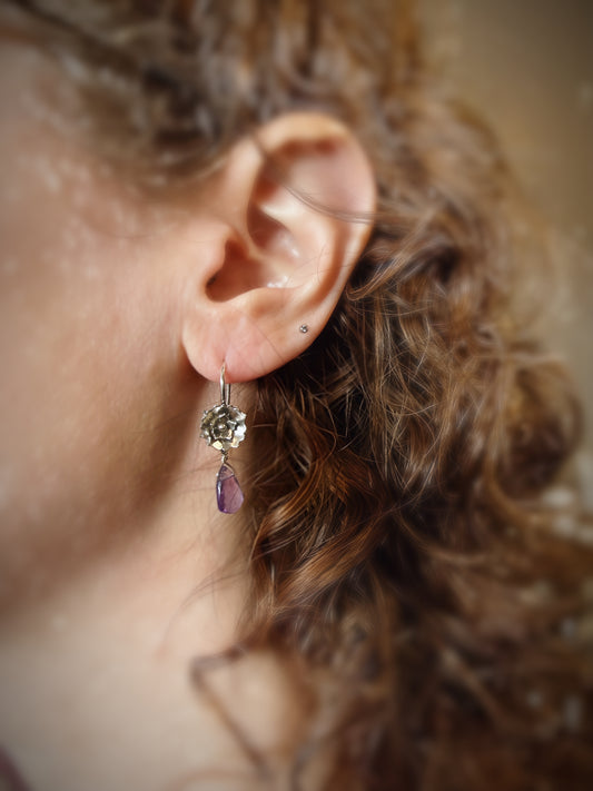 Amethyst Flower Earrings
