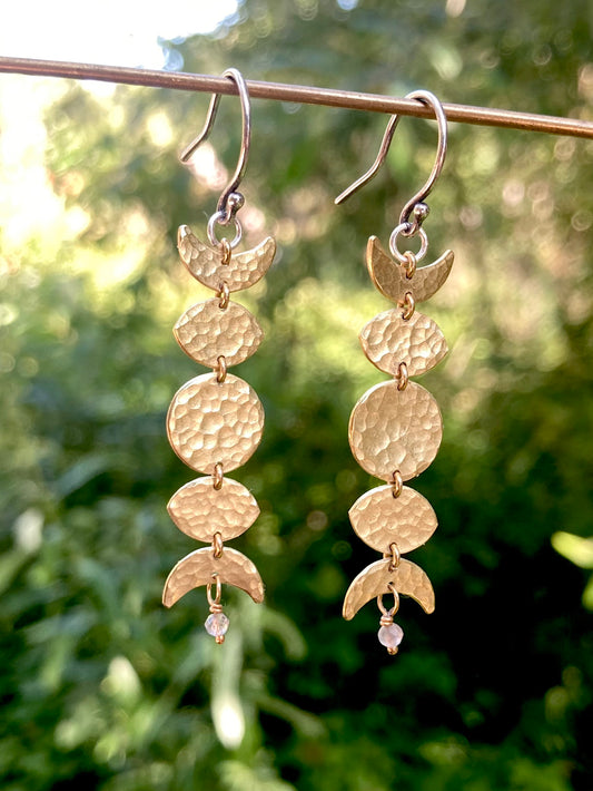 Moon Phase Earrings in Brass