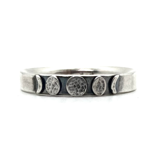 Moon Phase Band Ring in Sterling Silver