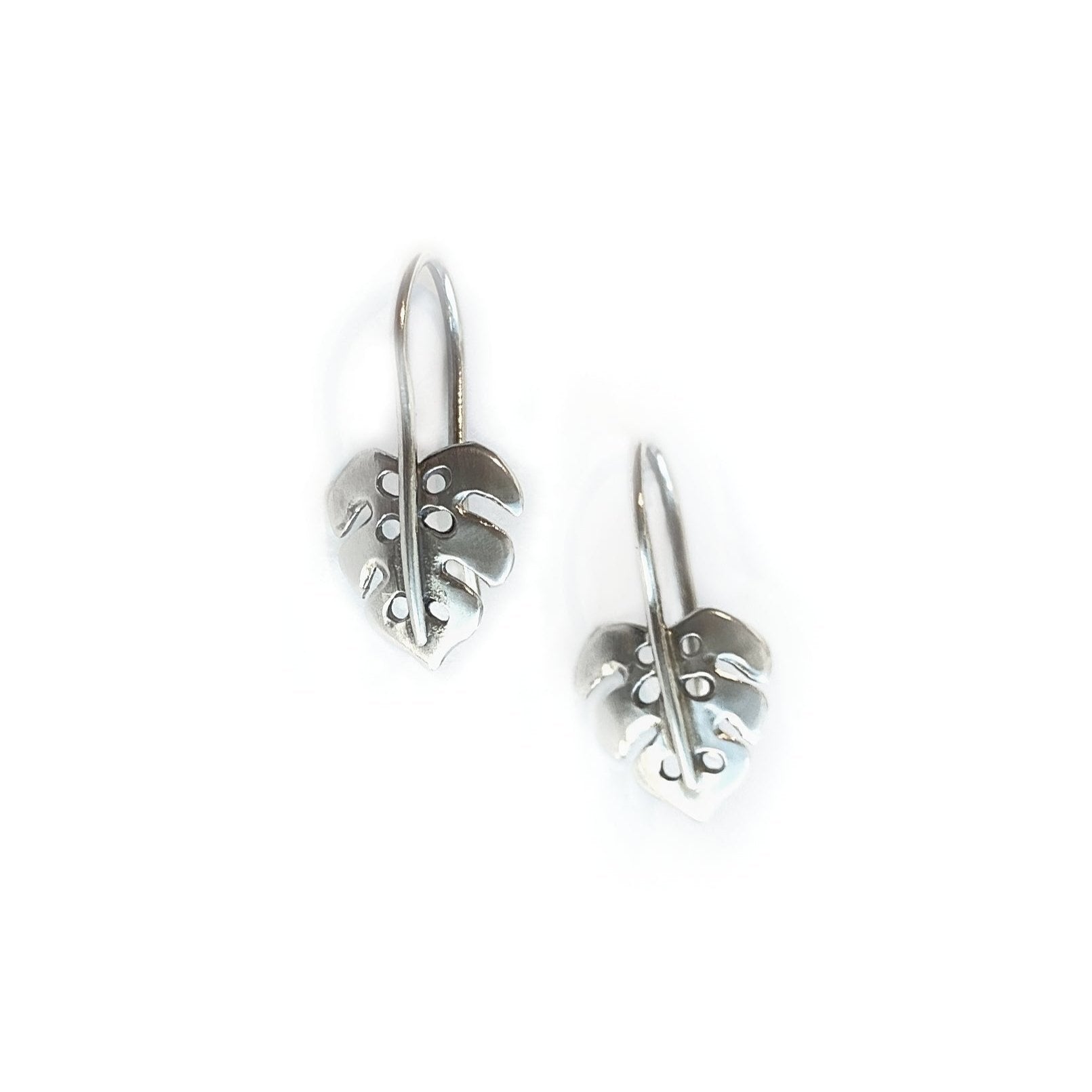 Monstera Earrings in Sterling Silver Small