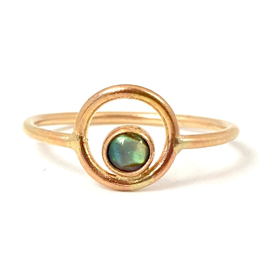 14k Gold Abalone Orbit Ring