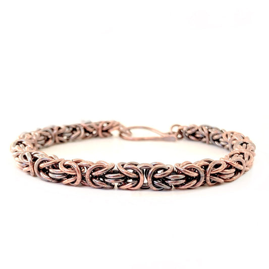 Chunky Byzantine Chainmaille Bracelet in Oxidized Copper