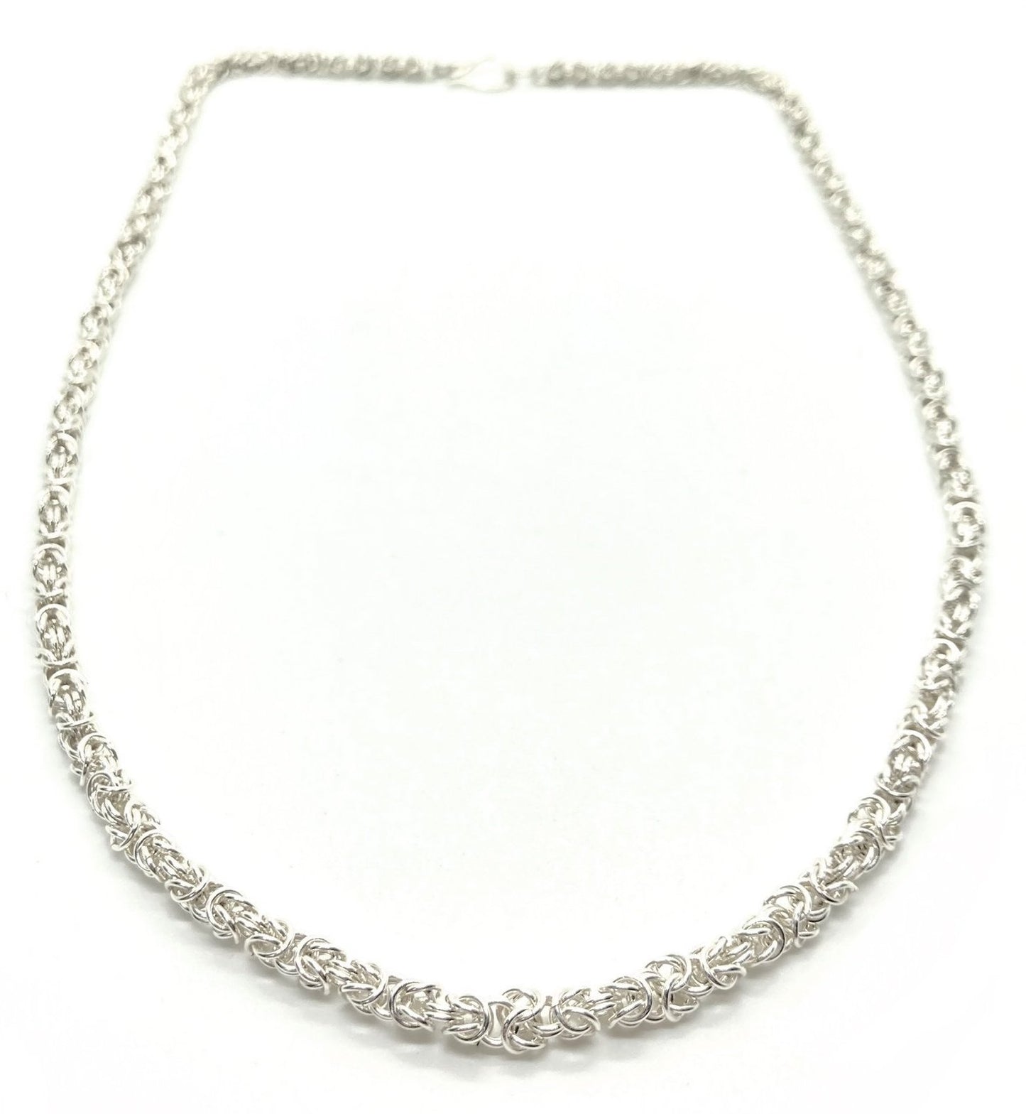 Delicate Byzantine Chainmaille Necklace in Silver