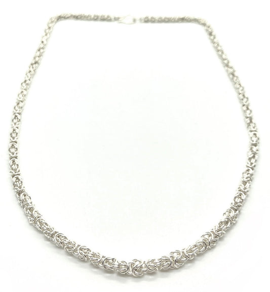 Delicate Byzantine Chainmaille Necklace in Silver