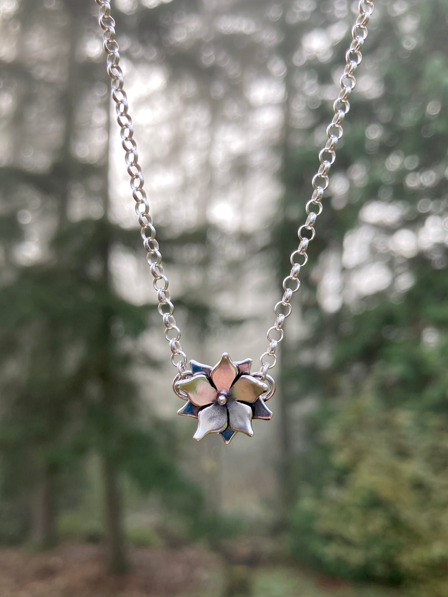 Sterling Silver Flower Necklace