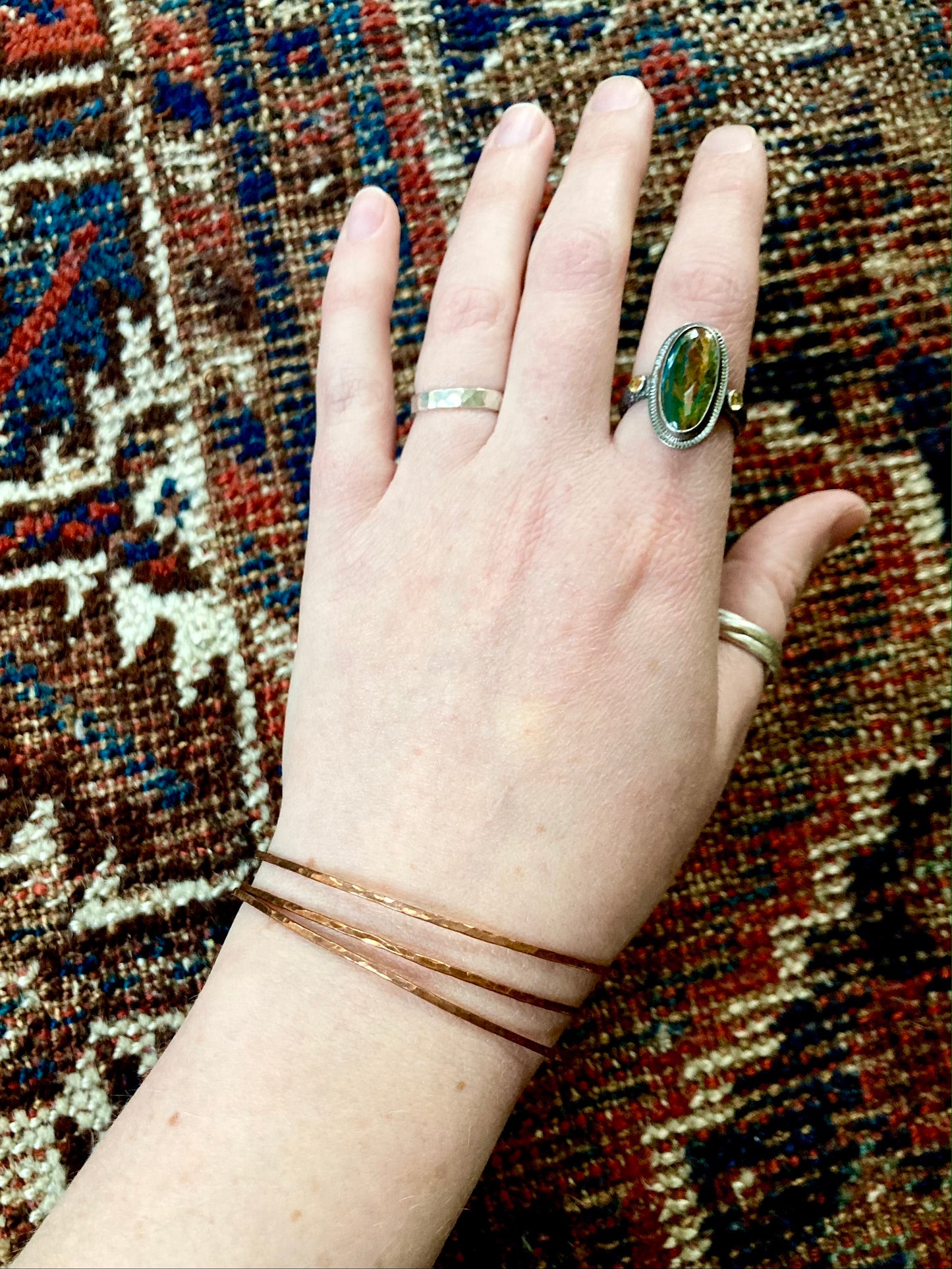 Hammered Bangle Bracelet in Copper