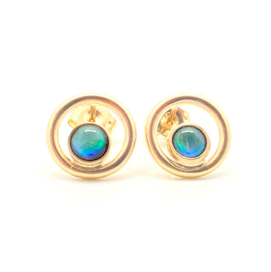14k Gold Orbit Stud Earrings with Your Choice of Gemstone
