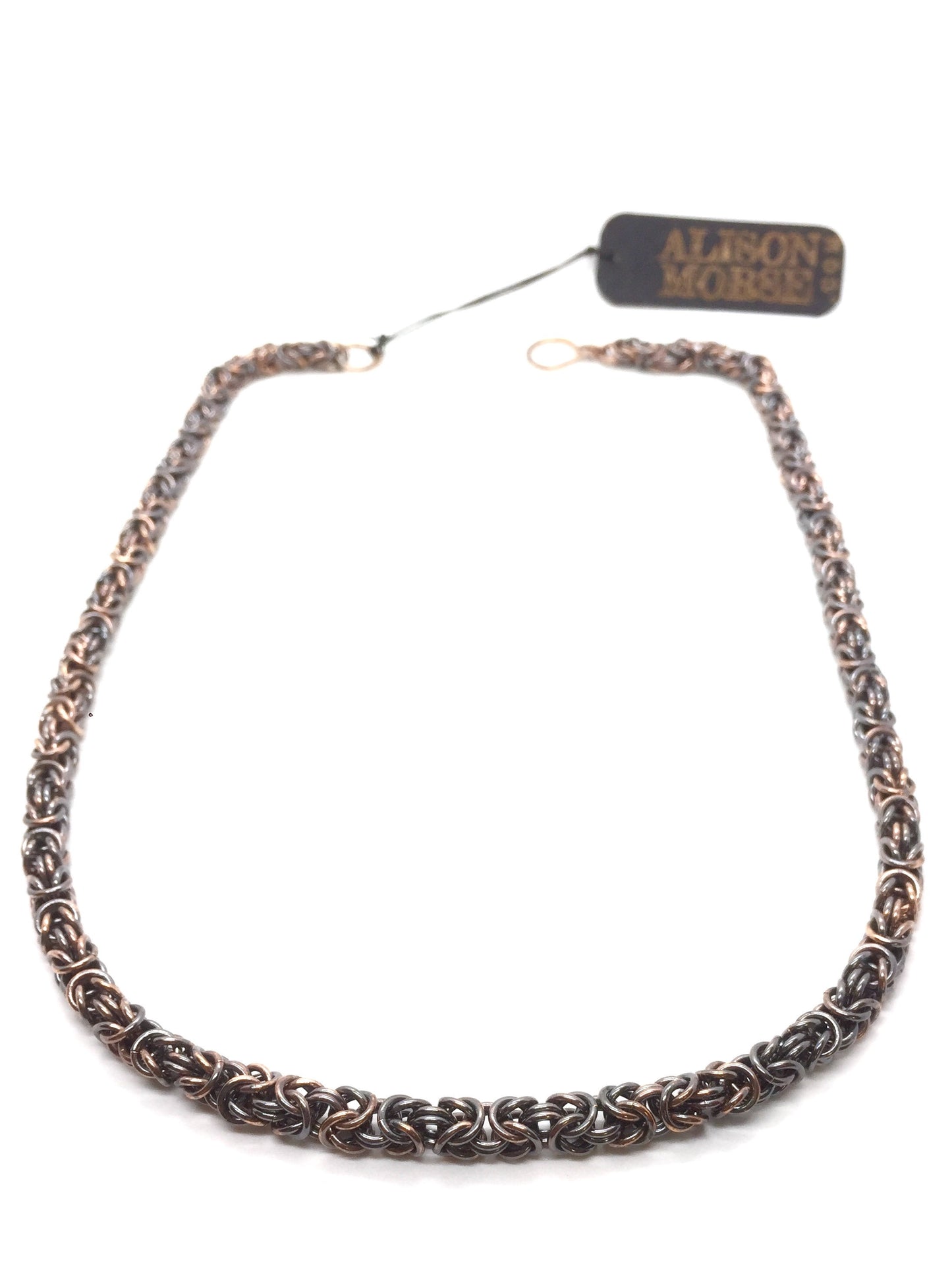 Byzantine Chainmaille Necklace in Oxidized Copper
