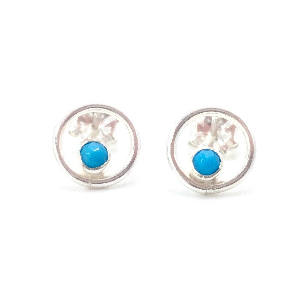 Sterling Silver Orbit Stud Earrings with Your Choice of Gemstone