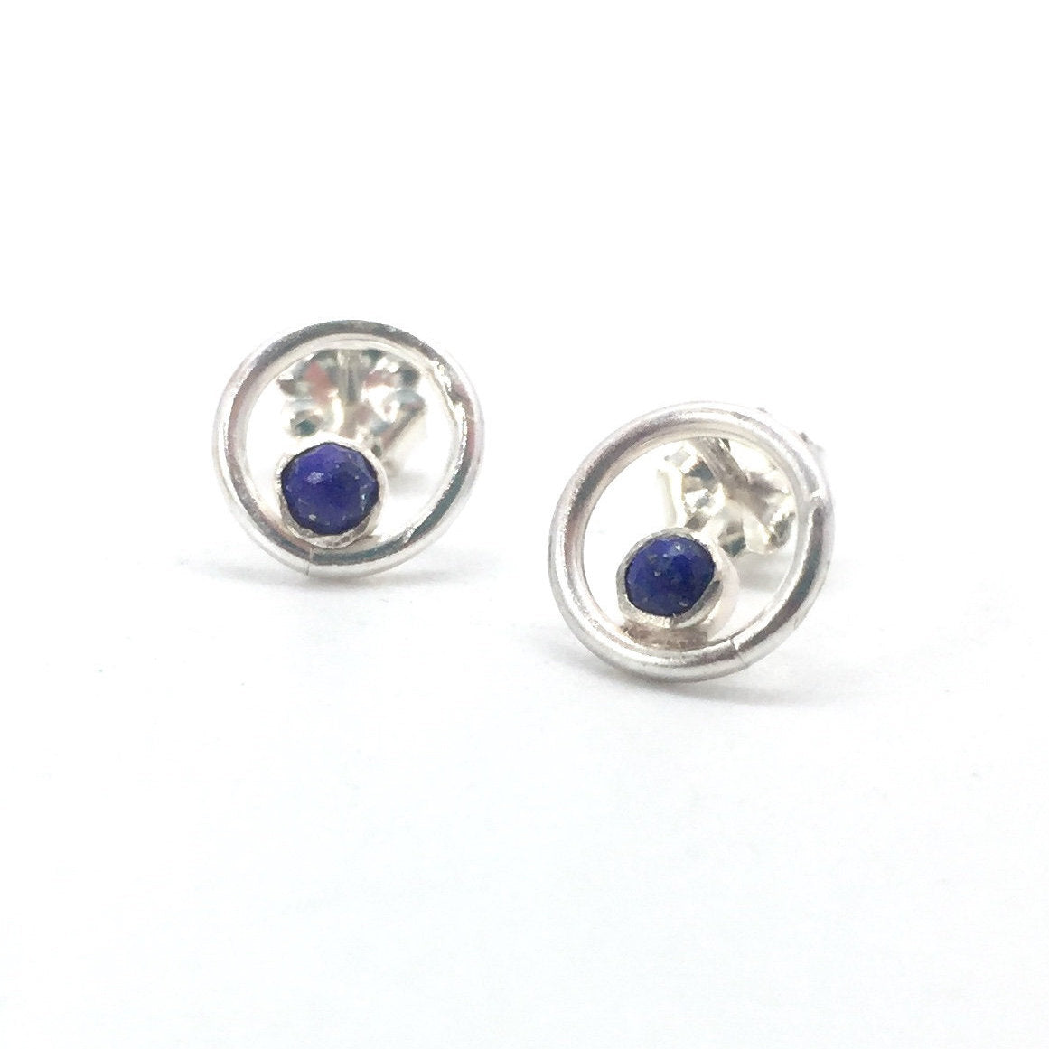 Sterling Silver Orbit Stud Earrings with Your Choice of Gemstone