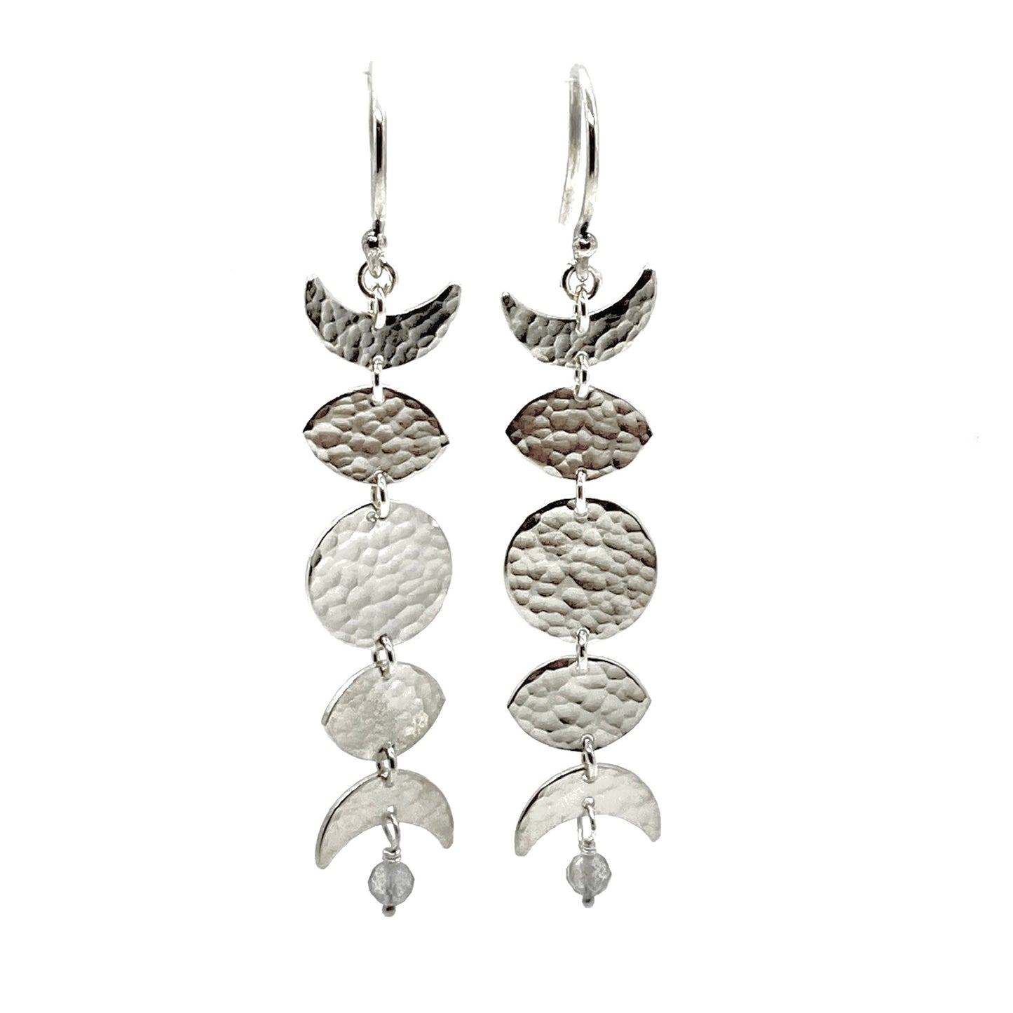 Moon Phase Earrings in Sterling Silver