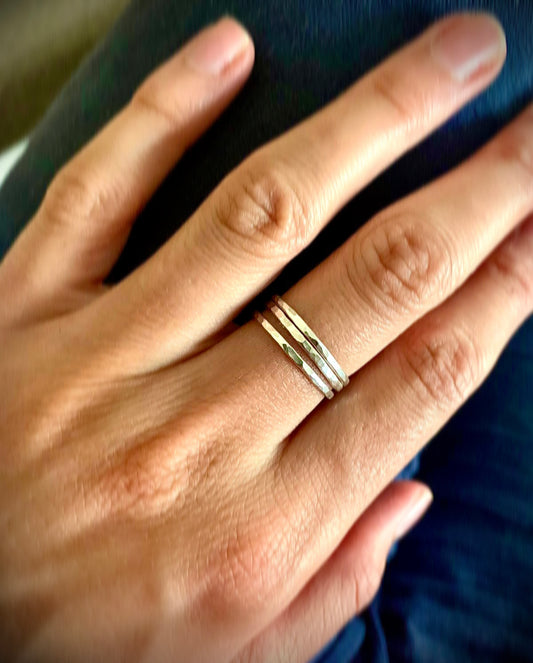 1.3mm Hammered Band Ring in Sterling Silver