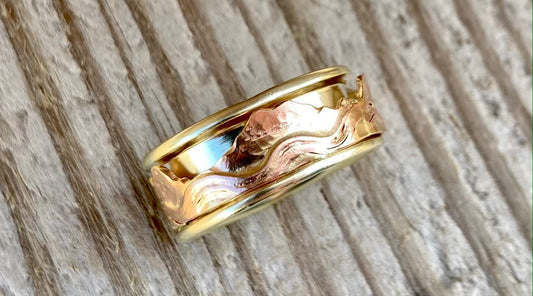 Custom Gold Mountain Wedding Band