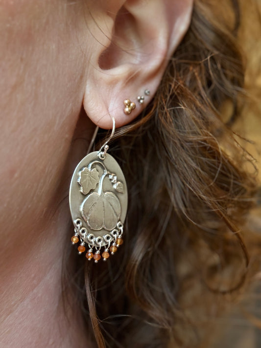 Pumpkin Earrings with Carnelian Beads