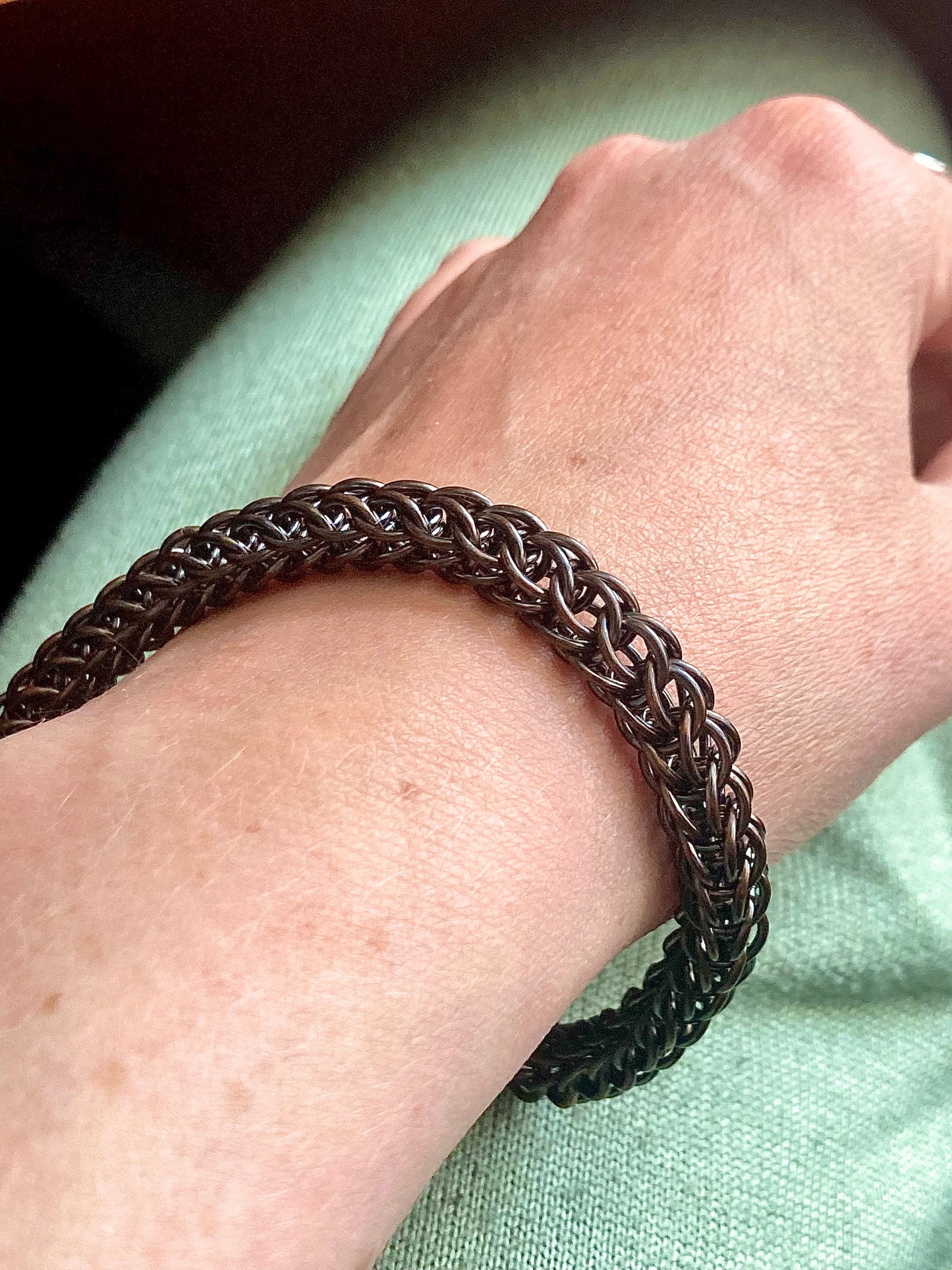 Chunky Foxtail Chainmaille Bracelet in Oxidized Copper