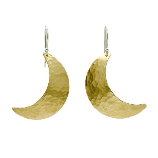 Crescent Moon Earrings in Brass | Moon Phase Earrings