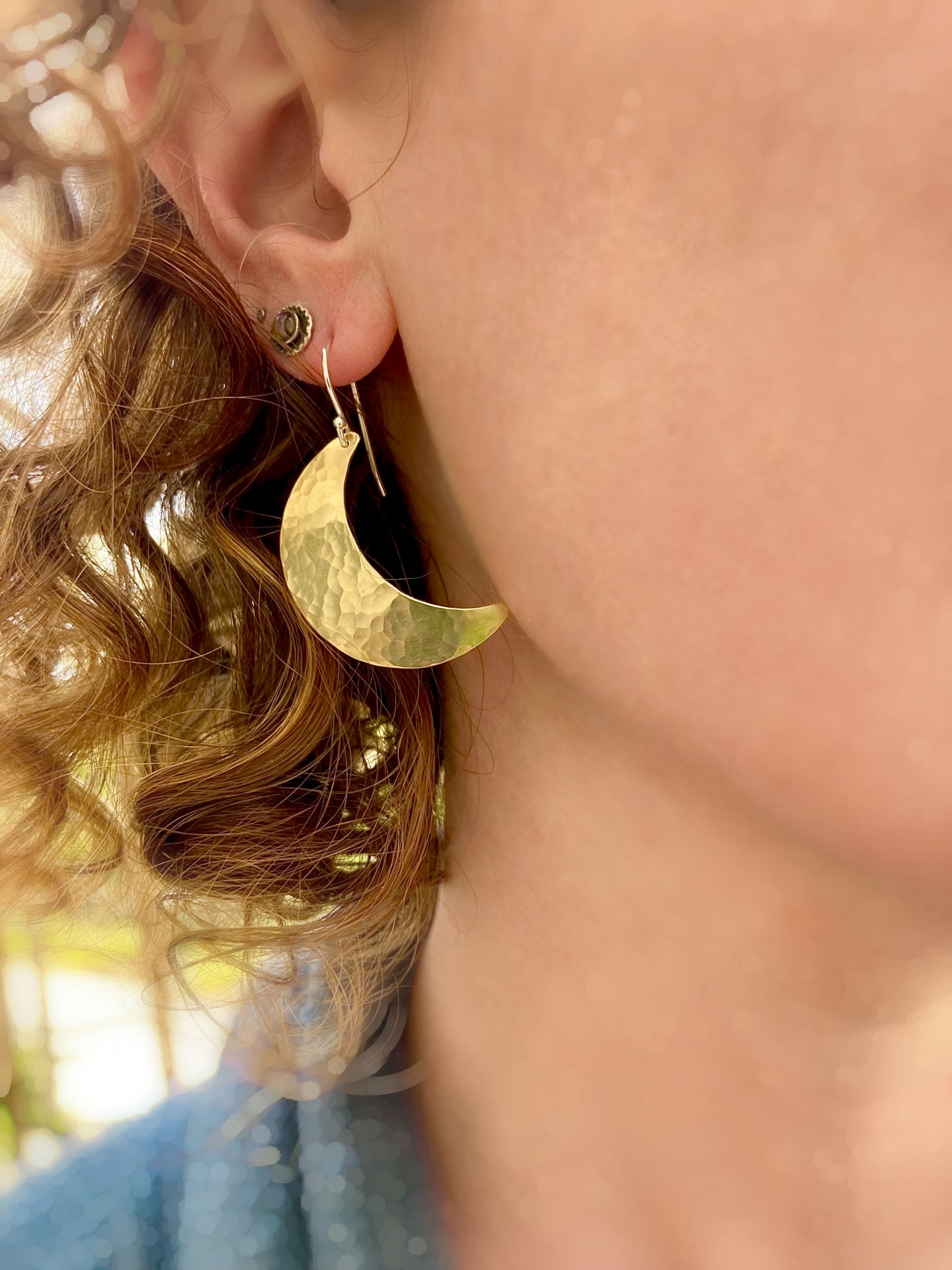 Crescent Moon Earrings in Brass | Moon Phase Earrings