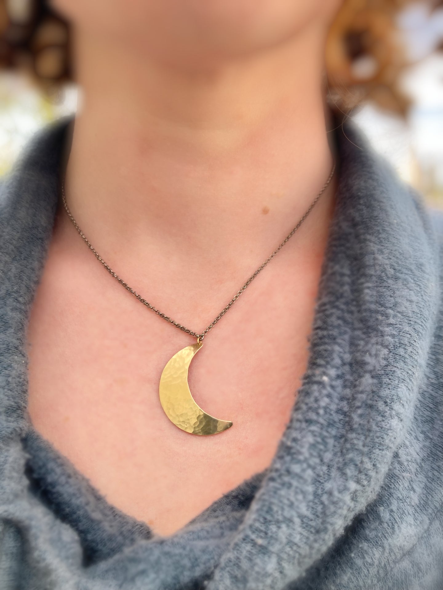 Crescent Moon Necklace in Brass | Moon Phase Necklace