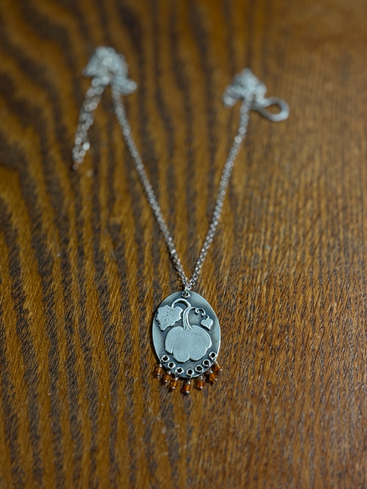 Pumpkin Necklace with Carnelian Beads