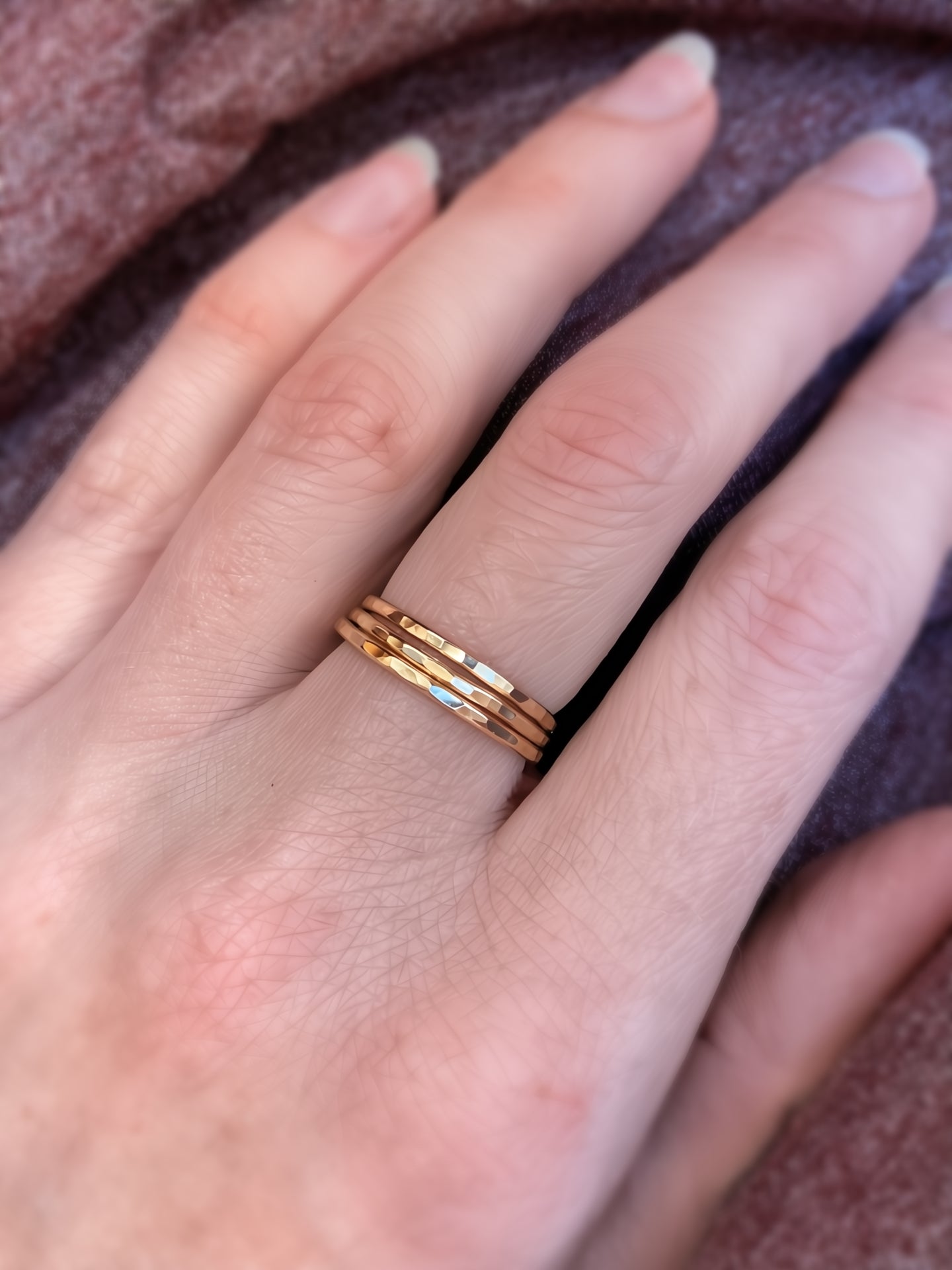 1.3mm Hammered Band Ring in 14K Gold Fill