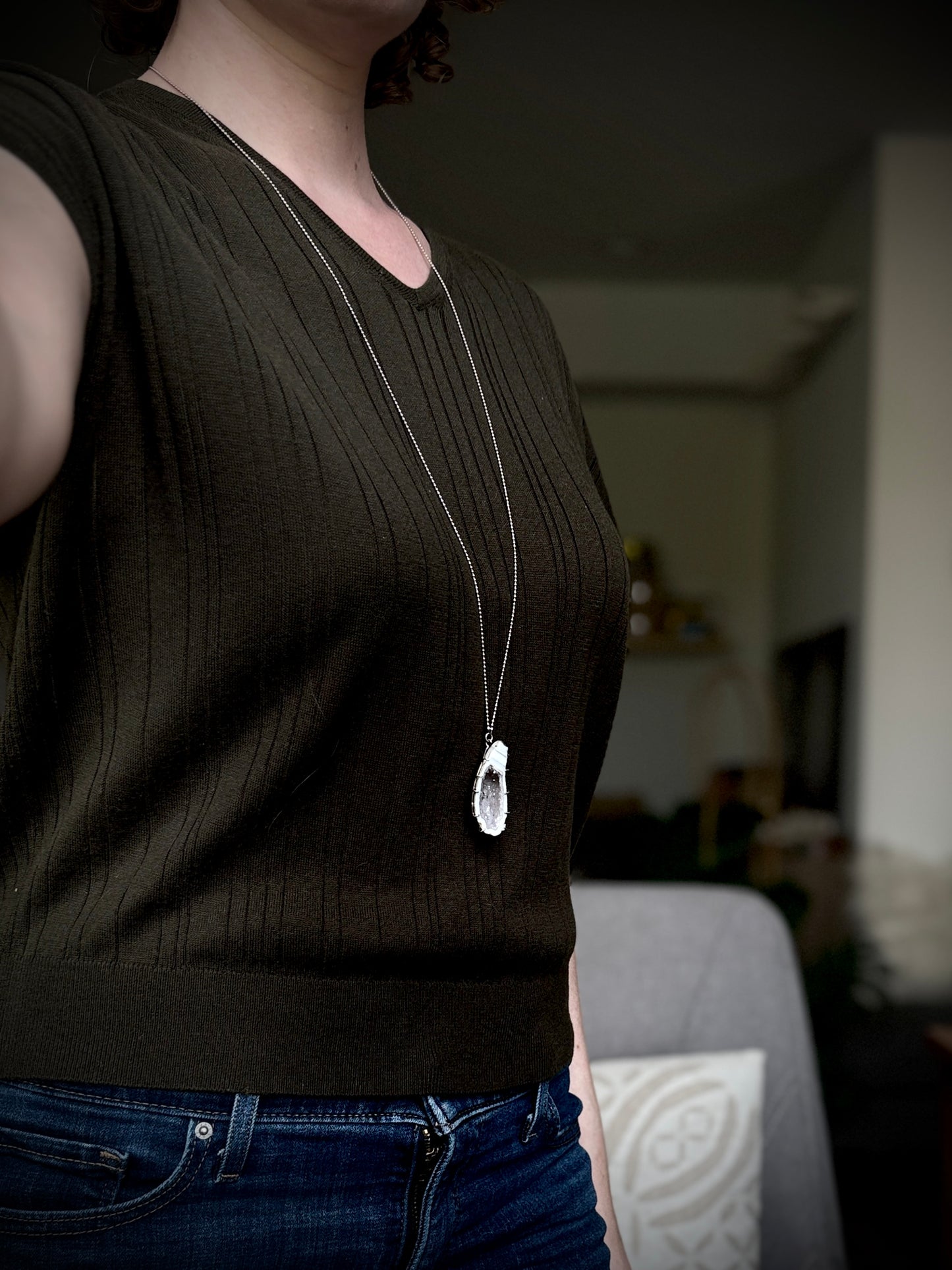Geode Necklace in Sterling Silver