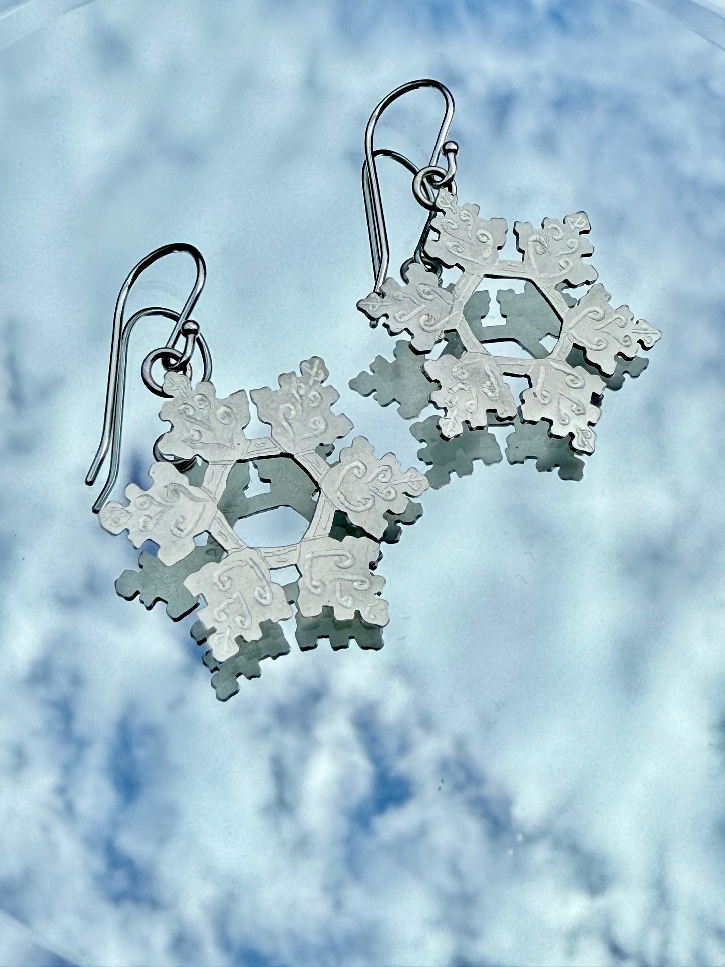 Snowflake Earrings in Sterling Silver