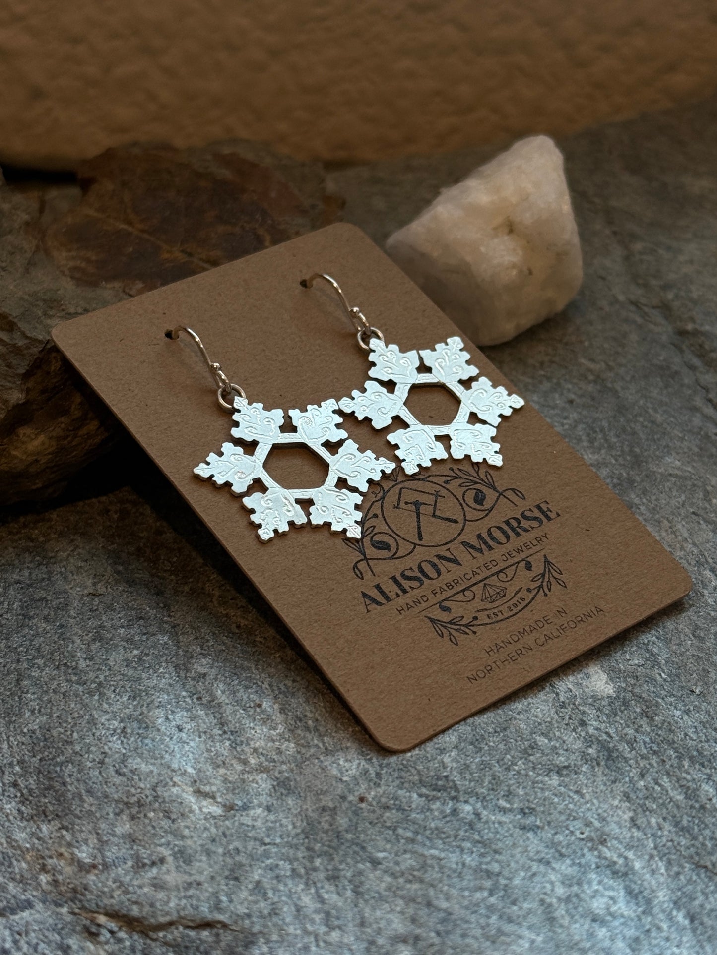 Snowflake Earrings in Sterling Silver