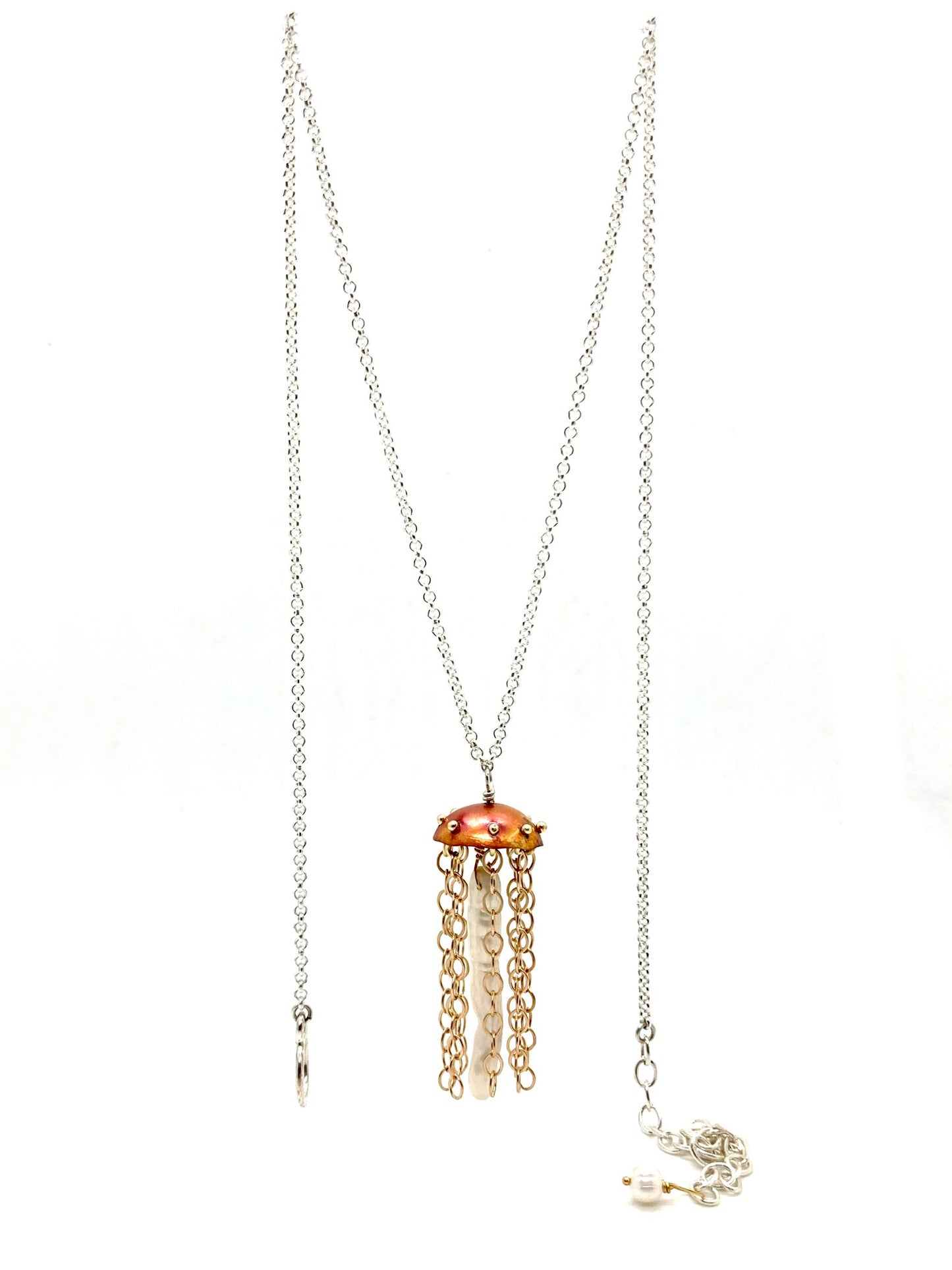 Red Copper Jellyfish Necklace
