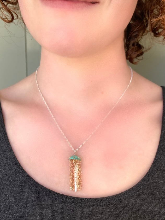 Green Copper Jellyfish Necklace