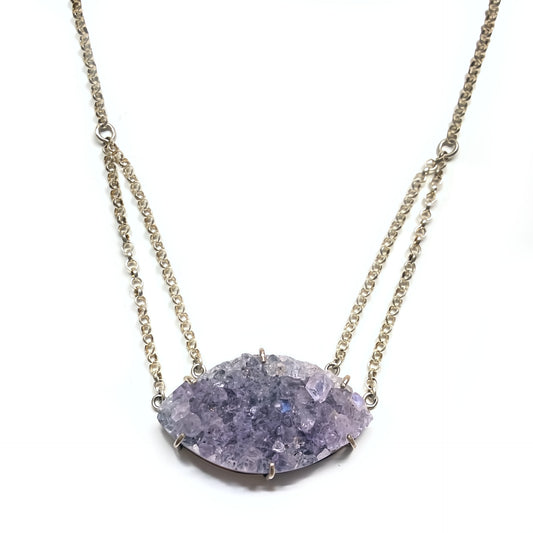Purple Druzy and Tanzanite Amulet in Sterling Silver