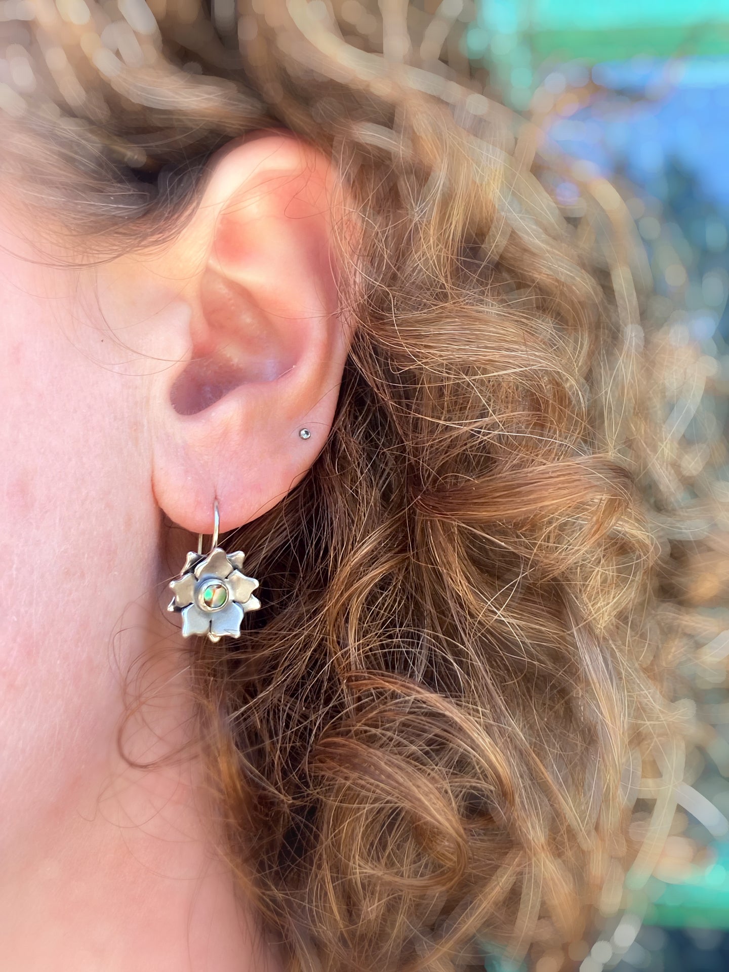 Flower Earrings in Sterling Silver with Your Choice of Gemstone