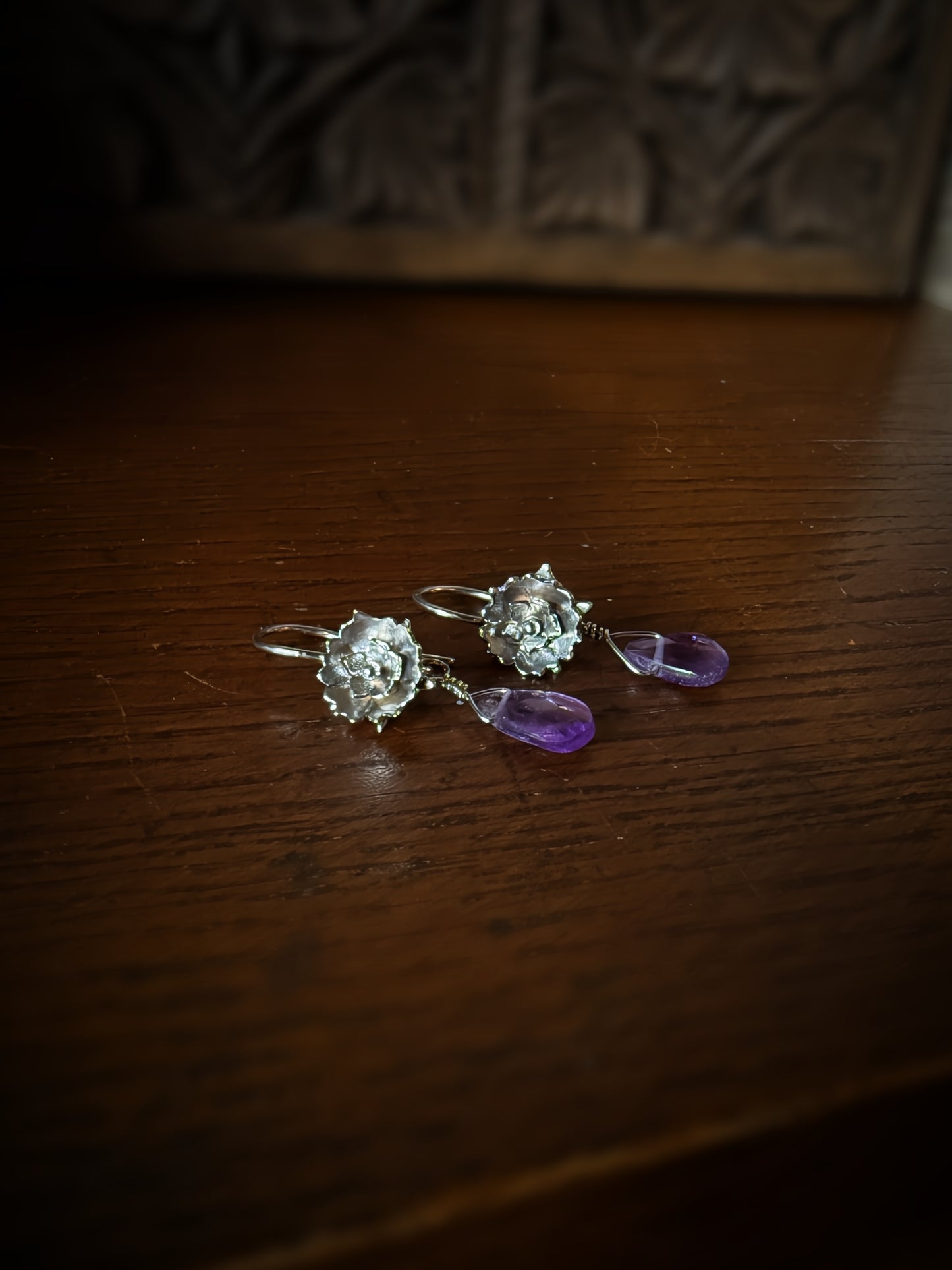 Amethyst Flower Earrings