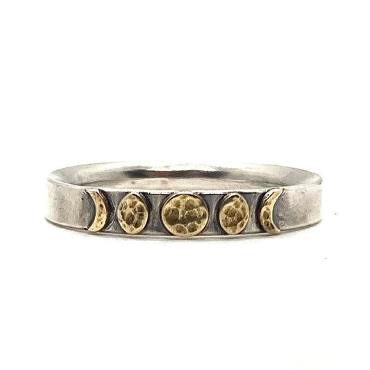 Moon Phase Band Ring in Brass and Sterling Silver