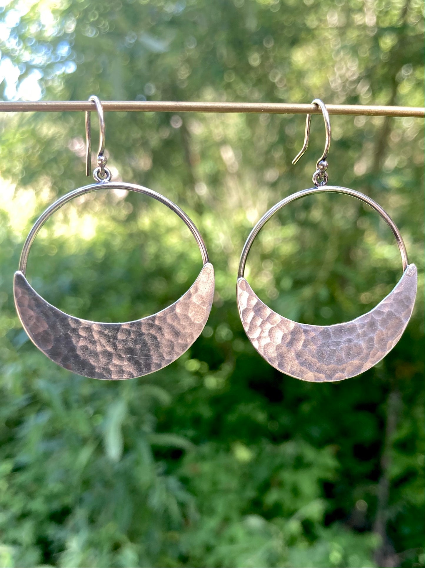 Crescent Moon Hoop Earrings in Sterling Silver | Moon Phase Earrings