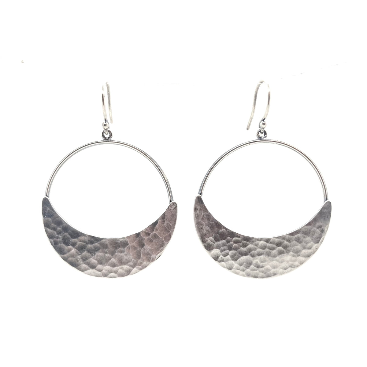 Crescent Moon Hoop Earrings in Sterling Silver | Moon Phase 