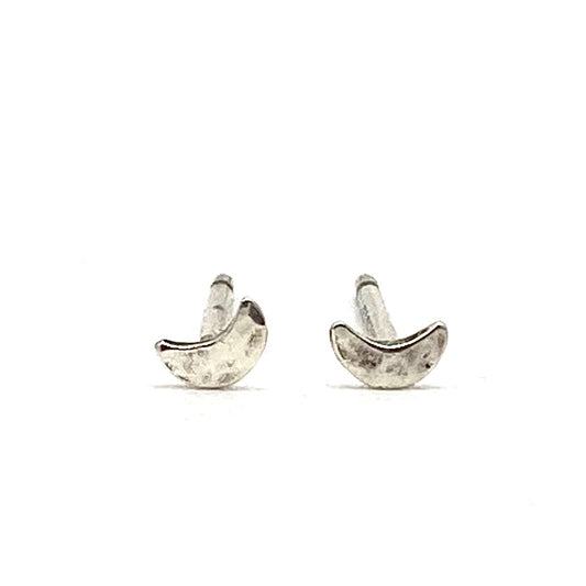 Crescent Moon Stud Earrings in Sterling Silver | Moon Phase Earrings