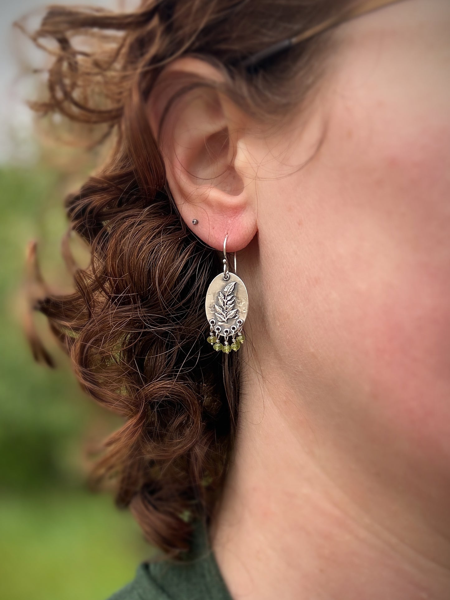 Vesuvianite Fern Earrings