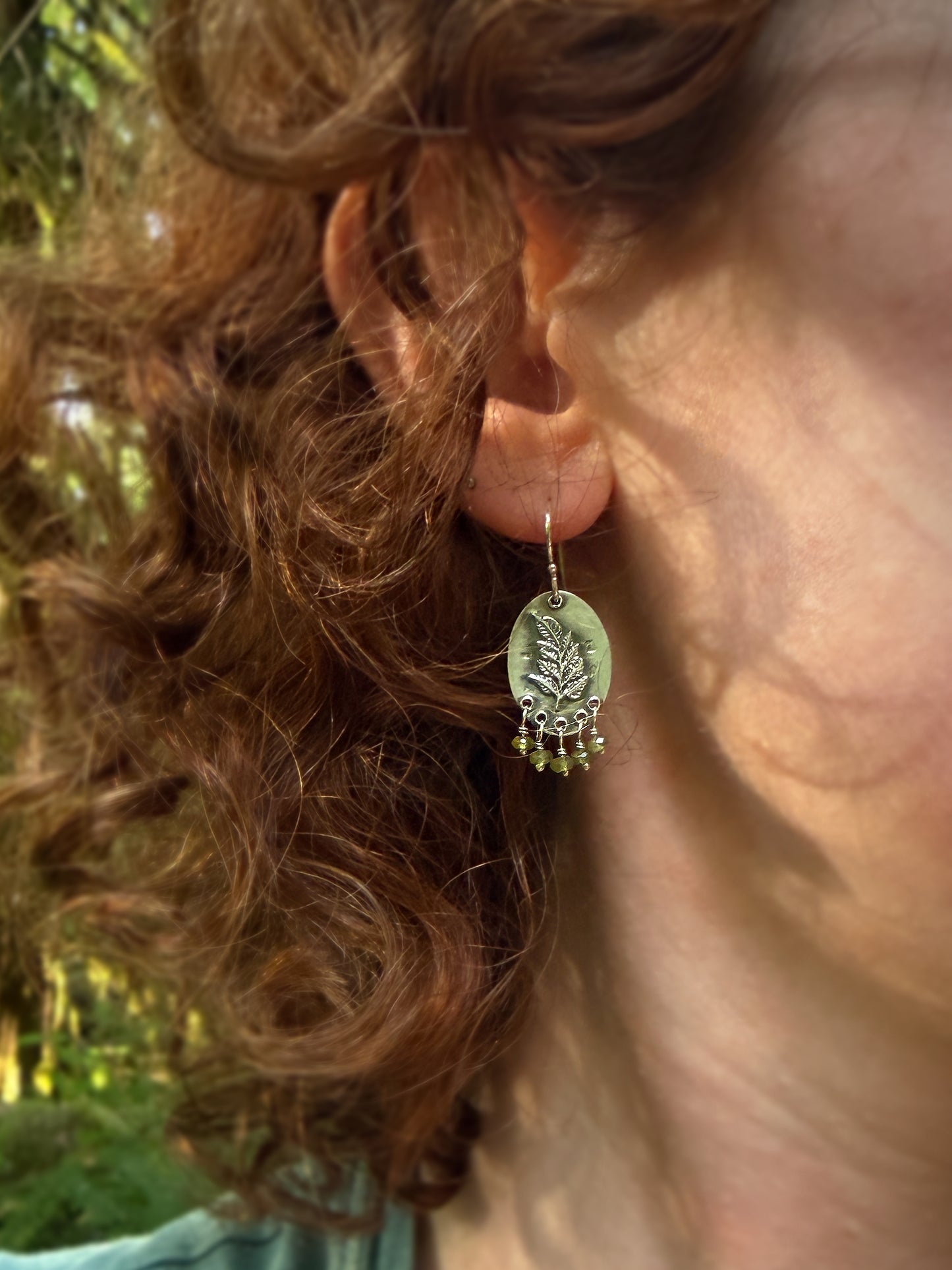 Vesuvianite Fern Earrings