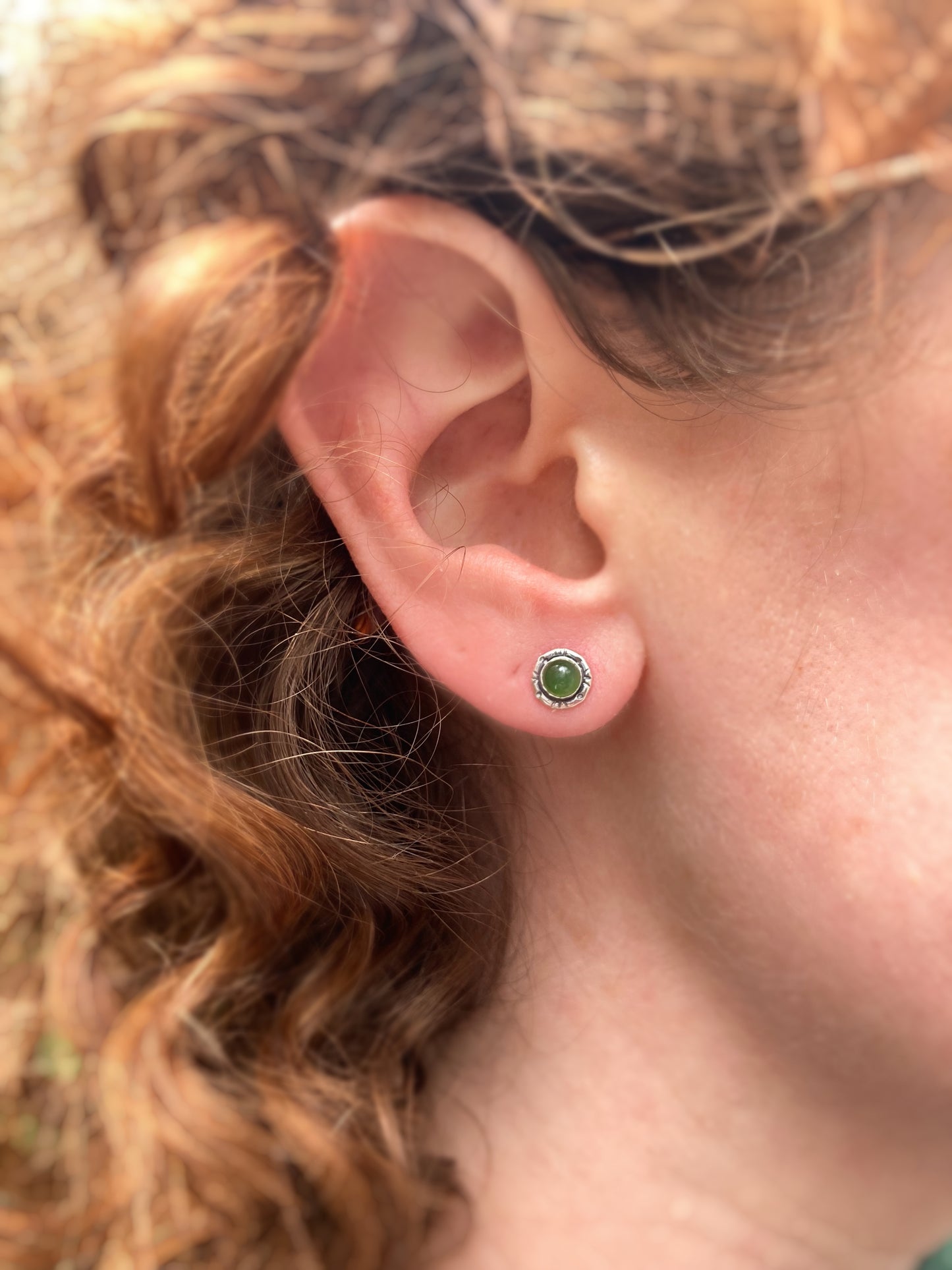 Jade Stud Earrings in Sterling Silver
