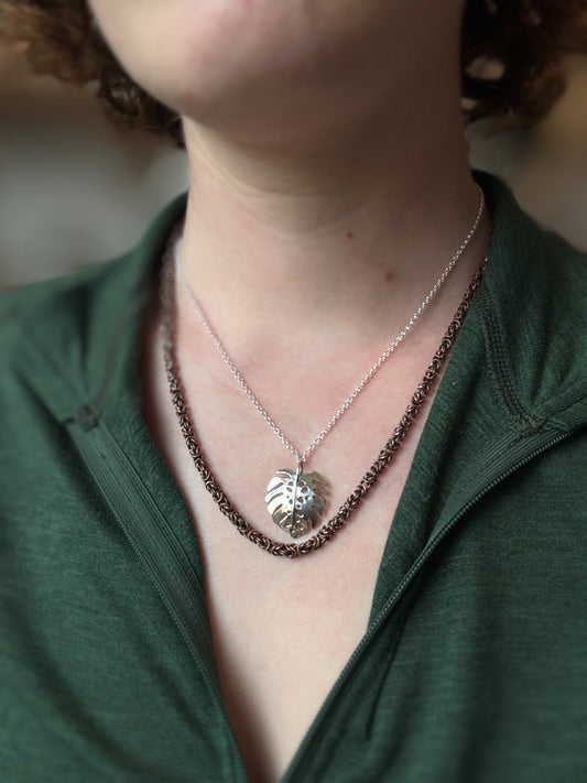 Monstera Necklace in Sterling Silver