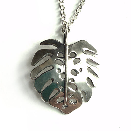 Monstera Necklace in Sterling Silver