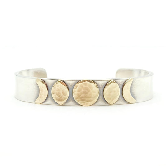 Moon Phase Cuff Bracelet in Sterling Silver and Brass