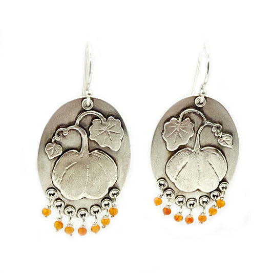 Pumpkin Earrings with Carnelian Beads