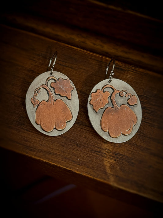 Pumpkin Earrings in Sterling Silver and Copper